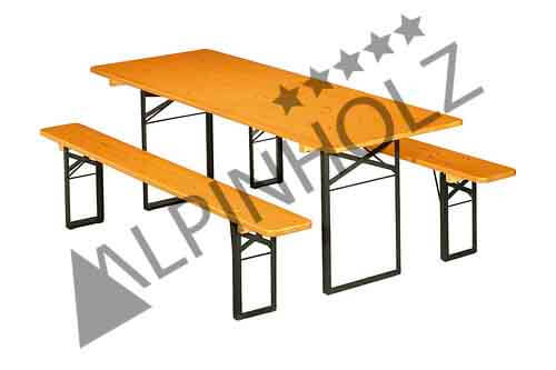 Set de mesa y bancos plegables TC67 de madera Alpinholz