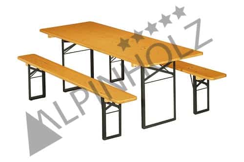 Mesas y bancos plegables TC6725 de madera de Alpinholz, las mesas cerveceras